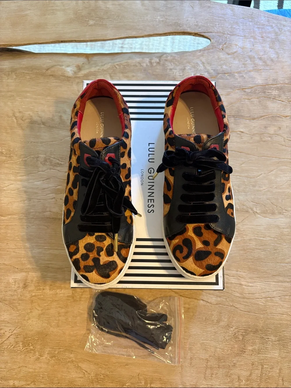 Lulu Guinness Wild Cat Natasha Leopard Leather Sneakers EU 37
